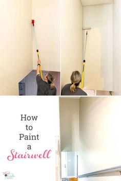 a woman is painting the walls in her home