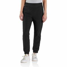 Made for days outside. This women's joggers have a sweat-fighting fleece lining and water-repellent technology that repels light rain and splashes of water. Built-in stretch ensures unrestricted mobility. A relaxed fit offers room to move, and the tapered opening fits close to the ankles. Features4.3-ounce, 85% nylon / 15% elastaneMoisture-wicking fleece liningBuilt to move with Rugged Flex® stretch technologyRain Defender® durable water repellent (DWR) keeps you dry in light rainRelaxed fit thr Women's Joggers, Carhartt Womens, Carhartt Women, Light Rain, Cargo Joggers, Plus Size Pants, Joggers Womens, Womens Fleece, Running Women