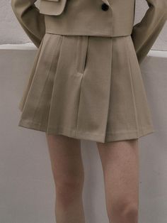 Composition : polyester 97 , spandex 3Color : BEIGECountry of Origin : Republic of Korea Beige Skirt, Pleated Mini Skirt, Mini Skirts, Composition, Spandex, Skirt, The Originals, Clothes For Women, Clothes