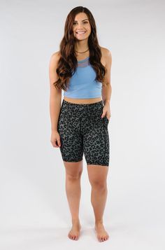 For those of you who want shorts but more length, the 8" shorts are finally here! With the same fabric and design as our best-selling capris and leggings, you're going to love these fun prints that help you feel more confident by hiding cellulite. Have a full range of motion when working out because of the four-way stretch and high-waisted support. The leg grips are sure to keep these shorts in place through endless burpees and your longest runs. Trendy Activewear With Built-in Shorts Mid-thigh Length, Casual Compression Biker Shorts For Loungewear, Summer Compression Knee-length Athletic Shorts, Compression Knee-length Athletic Shorts For Summer, Summer Athleisure Capris, Summer Athleisure Knee-length Shorts, Casual Black Short Length Capris, Compression Shorts For Summer Loungewear, Summer Compression Shorts For Loungewear