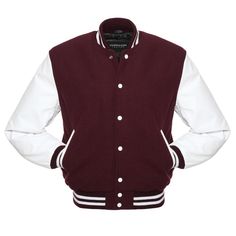 Burgundy Letterman Varsity Jacket Leather Sleeve Jacket, College Jacket, Varsity Letterman Jackets, College Jackets, Varsity Jackets, Leather Sleeves, Letterman Jacket, Leather Sleeve, Baseball Jacket