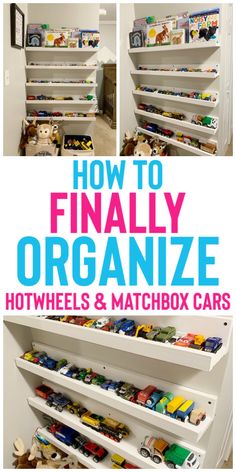 how to organize toys and matchbox cars in the kids's playroom or bedroom