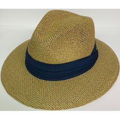 Stay in the shade on those sunny days on the beach or at the golf course with this fashionable straw hat with cotton poplin band from Paramount Outdoors. The hat band is a navy color. Size: One Size.  Gender: male.  Age Group: adult.