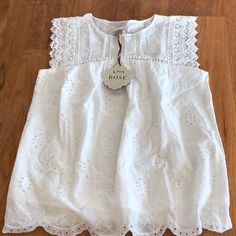 Nwt White Eyelet Blouse Summer Sleeveless Tops With Broderie Anglaise, Sleeveless Broderie Anglaise Tops For Summer, White Broderie Anglaise Lace Top For Summer, Casual Broderie Anglaise Lace Top For Summer, Casual Sleeveless Broderie Anglaise Blouse, Summer Short Sleeve Lace Top With Broderie Anglaise, Summer Broderie Anglaise Lace Top With Short Sleeves, Fitted Sleeveless Broderie Anglaise Top, Summer Lace Top With Broderie Anglaise Short Sleeves