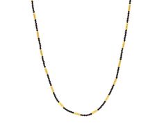 GURHAN, GURHAN Vertigo Gold Spinel Single-Strand Beaded Short Necklace, Hammered Gold Tubes Festive Gold Beaded Chain, Yellow Gold Necklace With Black Round Beads, Festive Gold Necklace With Black Beads, Festive Gold Necklaces With Black Beads, Hammered Gold, Short Necklace, Strand Necklace, Beaded Necklace, Gold