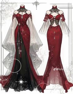 Goth Red Dress, Vestidos Anime, Beautiful Ball, Dreamy Gowns, Fantasy Dresses