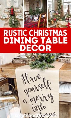 Christmas dining table decor, centerpieces, and place settings.