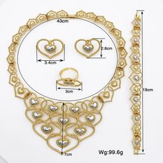 Afraic Jewelry-24k Fashion Jewelry Sets For Women Heart Necklace Earrings Model Number:3256804427061106 Product information: Material: alloy Color: Gold Color Product Package Details: 1 Set (Neckace, Bracelet, Earrings,Ring) PRODUCT DETAILS: Handmade, finely polished, reliable quality, gives you beauty, but also offers you the most comfortable wearing experience. 243-1 243-2 Gold Jewelry For Mother's Day Party, Mother's Day Party Gold Jewelry, Gold Jewelry Sets For Mother's Day Formal Occasion, Elegant Gold Jewelry Sets For Mother's Day, Gold-plated Jewelry Sets For Mother's Day, Gold Plated Jewelry Sets For Mother's Day, Valentine's Day Gold Alloy Necklaces, Valentine's Day Gold Alloy Necklace, Gold Plated Jewelry Sets For Anniversary