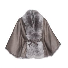 Shearling cape with trim Toscana fur front Integrated belt metal closure 24" long One size fit all Style #9155/9001 Dry clean by fur specialist only Cape Coat Outfit, Women Fur Coat, Cashmere Cape, Lint Brush, Capes & Ponchos, Fur Cape, Shearling Vest, Coat Outfit, Capes For Women