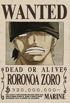 the wanted poster for one piece's upcoming film, dead or alive rorona zoroo