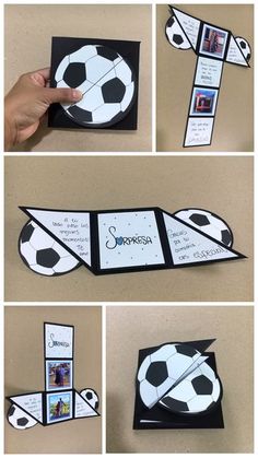 the instructions to make a soccer book for kids with pictures on it, and then cut out