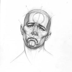 a pencil drawing of a man's face with lines coming out of his mouth