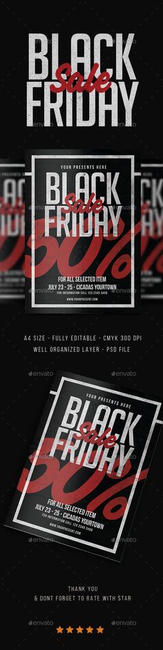 black friday flyer template with red and white lettering