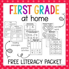 the first grade at home worksheet is shown