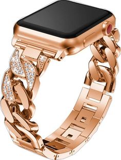 Trendy Gold Chain Watch Bands, Rose Gold Metal Jewelry With Bracelet Strap, Rose Gold Metal Jewelry And Watches With Bracelet Strap, Elegant Metal Chain Link Apple Watch Band, Elegant Metal Watch Chain, Elegant Metal Watch Chain Accessory, Apple Watch Hermes, Apple Watch Colors, Diamond Chain Bracelet