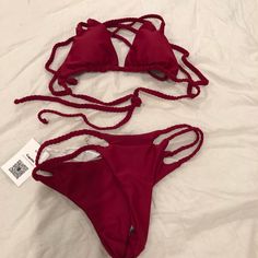 Wine Colored Strappy Bikini Maroon Swimsuit, Cupshe Bikinis, Wine Colored, Womens Swim, Swimming, Wine, Red, Women Shopping, Color