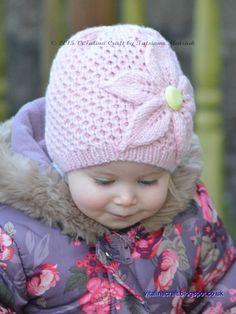 Knitting Pattern Cherry Flower Hat All sizes | Etsy Baby Hat Knitting Patterns Free, Crochet Baby Cap, Crochet Flower Hat, Baby Hat Knitting Pattern, Crochet Heart Pattern, Cherry Flower, Flower Hat, Childrens Hats, Child Baby