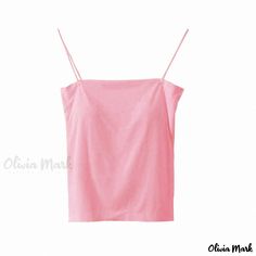 Olivia Mark - Solid Color Camisole with Non-removable Chest Pad, No Steel Ring, Fine Strap, Slim-Fit Undershirt with Bust Support Summer Outer, Strapless Tank Top, New Party Dress, Padded Bralette, Strap Crop Top, Strappy Tank Tops, Fitted Turtleneck, Spaghetti Strap Tank Top, Crop Top And Shorts