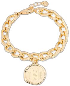 Timeless Gold Monogram Jewelry, Timeless Monogram Gold Jewelry, Luxury Personalized Gold Name Bracelet, Personalized Luxury Gold Name Bracelet, Luxury Customizable Gold Bracelet, Modern Gold Personalized Chain Bracelet, Modern Personalized Gold Chain Bracelet, Personalized Modern Gold Chain Bracelet, Elegant Customizable Gold Charm Bracelet