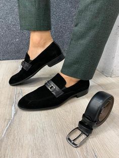 Cow Hide Shoes, Black Suede Shoes, Black Shoes Men, Classy Men, Men Loafers