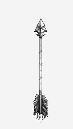 a drawing of a pole with an arrow on it