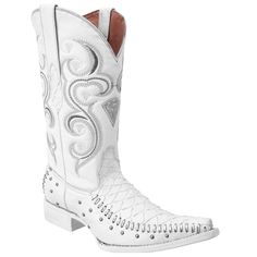 Botas Vaqueras TM-WD0140 - Western Boots Diamond Boots, Cowboy Boots Men, Boots For, Rodeo Boots, White Leather Boots, White Cowboy Boots, Elegant Boots, Western Boots For Men, Mens Cowboy