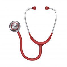 a red stethoscope with a white background