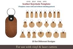 leather keychain templates for use with vinyl and laser cutters - set of 25