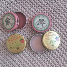 @shiinyoi Vintage Lip Balm, Strawberry Lip Balm, Fancy Makeup, Makeup Items, It Goes On, Cute Little Things, 가을 패션, Pretty Makeup, Just Girly Things