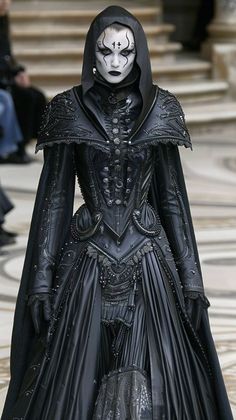 Fashion: #fashion, #style, #outfitinspiration, #beauty Dark Fantasy Outfits, Dark Witch Costume, Futuristic Goth, Sith Costume, Neat Dress, Vamp Dress, Steampunk Witch, Goth Cosplay, Afro Goth