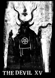 a black and white poster with the devil on it