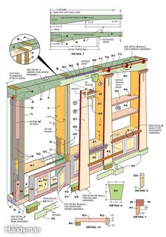 an image of the inside of a building with measurements and details on it's walls