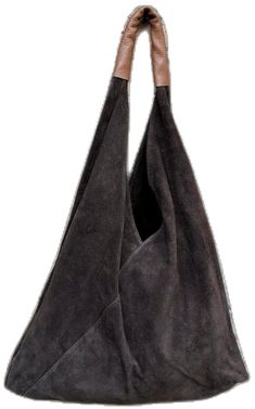 Chic Brown Suede Hobo Bag, Suede Hobo Bag With Suede Lining, Brown Hobo Bag With Suede Lining For Shopping, Brown Suede Shoulder Bag With Leather Handles, Brown Suede Rectangular Hobo Bag, Suede Hobo Bag With Leather Handles For Shopping, Rectangular Brown Hobo Bag With Suede Lining, Brown Suede Hobo Bag For Shopping, Brown Suede Double Handle Hobo Bag