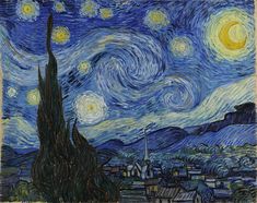 the starry night painting is shown in this image