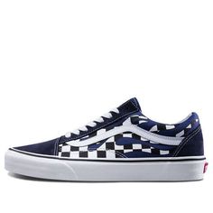 Vans Old Skool 'Checker Flame' is both stylish and comfortable! This iconic silhouette is perfect for both everyday wear and skateboarding and features a blue and white canvas upper with a checkerboard pattern and flame graphics. The rubber midsole provides cushioning and support, while the solid navy toe box, heel, and eyesstays add a pop of color. Whether you're running errands or hitting the streets, the Vans Old Skool 'Checker Flame' is a great choice! (SNKR/Unisex) Sporty Navy Cotton Sneakers, Casual Low-top Skate Shoes, Trendy Cotton Sneakers For Streetwear, Casual Canvas Shoes For Streetwear, Urban Canvas Shoes For Skateboarding, White Skate Shoes For Summer Streetwear, Trendy Cotton Canvas Shoes For Streetwear, Trendy Cotton Canvas Streetwear Shoes, Casual Blue Skate Shoes For Spring