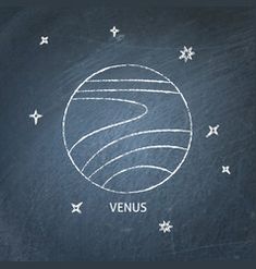 a blackboard with the words venus written on it and stars in the sky around it