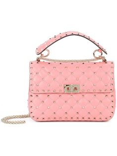 VALENTINO GARAVANI MEDIUM ROCKSTUD SPIKE CHAIN QUILTED BAG PINK  MW0B0122NAP-996 #VALENTINOGARAVANI #ShoulderBag Red Leather Purse, Red Leather Handbags, Pink Shoulder Bag, Bags Pink, Crossbody Handbags, Leather Handbags Crossbody, Designer Crossbody Bags, Quilted Bag