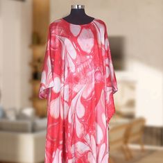 "Long Kaftan Dress For Women One size fits most 👉size Small to 8XL 👈 FABRIC * Silky Satin (NON SHEER) * Available Length 55\" (139.7cm) from shoulder to hem * Available Bust up to 55\" (139.7cm) * Available Waist up to 55\" (139.7cm) * Available Hips up to 55\" (139.7cm) This unique style of Kaftan and the delicate pattern on it, makes it perfect for you to get ready for your big day- with style and comfort! 👉CARE👈 * Hand washing recommended * Gentle machine wash 👉FREE SHIPPING" Festive Long Flowy Kaftan, Flowy Tunic Kaftan For Eid, Flowy Red Printed Kaftan, Festive Free Size Tunic Kaftan, Red Printed Silk Kaftan, Silk Flowy Tunic Kaftan, Flowy Silk Tunic Kaftan, Festive Free Size Kaftan With Kimono Sleeves, Red Silk Kaftan For Vacation