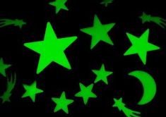 green stars and crescents glow in the dark