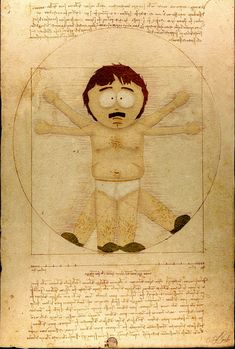 an old drawing of a man with his arms spread out and hands in the air