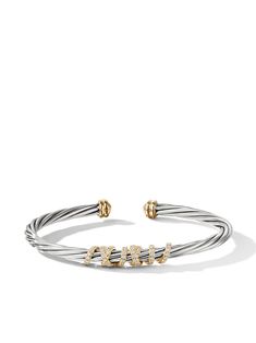 sterling silver 18kt yellow gold pavé-set diamonds totalling 0.47 carats bracelet size: 4mm To ensure the shine and polish of your David Yurman piece, wash with a little non-bleach, soapy water and wipe clean with a soft cloth. Normal everyday use and external agents may reduce the lustre of gemstones and gold surfaces. To maintain, use specific, non-abrasive products specially meant for cleaning jewellery. Luxe Jewelry, David Yurman Jewelry, Stacked Jewelry, Fine Jewels, Gold Threads, Gorgeous Jewelry, American Jewelry, Soapy Water, Bracelet Silver