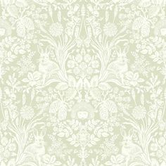 an old wallpaper with white flowers and leaves