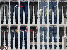 the different types of jeans are shown