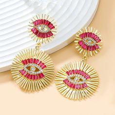 Gender: Women
Material: Zinc Alloy
Color: Hot Pink
Earring Studs Materials: Copper Alloy Pink Earring, Hot Pink Earrings, Pink Stud Earrings, Devil Eye, Rose Fashion, Green Blue Purple, Earring Studs, Purple Rose, Design Earrings