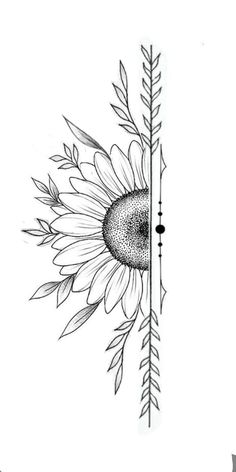 a drawing of a sunflower with an arrow on it's side and the word,