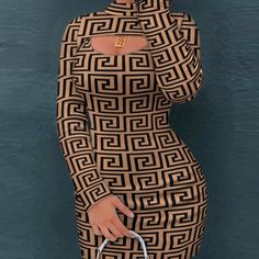 *Brand New And Unworn* Low Cut Bodycon Dress, Dollar Dress, Women Bodycon Dress, Sequin Bodycon Dress, Sleeve Bodycon Dress, Brown Outfit, Neck Bodycon Dress, Printed Bodycon Dress, Long Sleeve Bodycon Dress