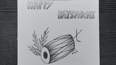 a drawing of a drum with the words happy basashh written on it and an eye