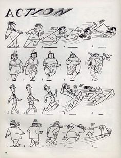 an old book with drawings of people doing different things in the same language and numbers on it