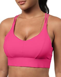 PRICES MAY VARY. 【Comfortable and Elasticity Fabric】80% Nylon, 20% Spandex.These sports bra made with lightweight, breathable and stretchy professional sports fabric. This sports bra with padding can effectively sweat-wicking when you exercise, keeping body cool & dry, giving you long-lasting comfy. 【Medium Support】The medium support is just right for workouts, striking a balance between comfort and control. The widen elastic band underneath the breast ensures a tight secure fit, which makes sur Sports Bra For Running, Sports Fabric, Workout Bra, Running Sports Bra, Bra For Women, Push Up Pads, Lounge Lingerie, Padded Sports Bra, Running Workout