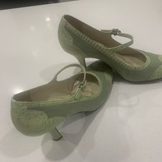 Beautiful Green Detail Heels. Never Worn ! Sage Green Shoes, Light Green Heels, Sage Green Heels, Green Heels, Original Characters, Franco Sarto Shoes, Green Shoes, Franco Sarto, Sage Green